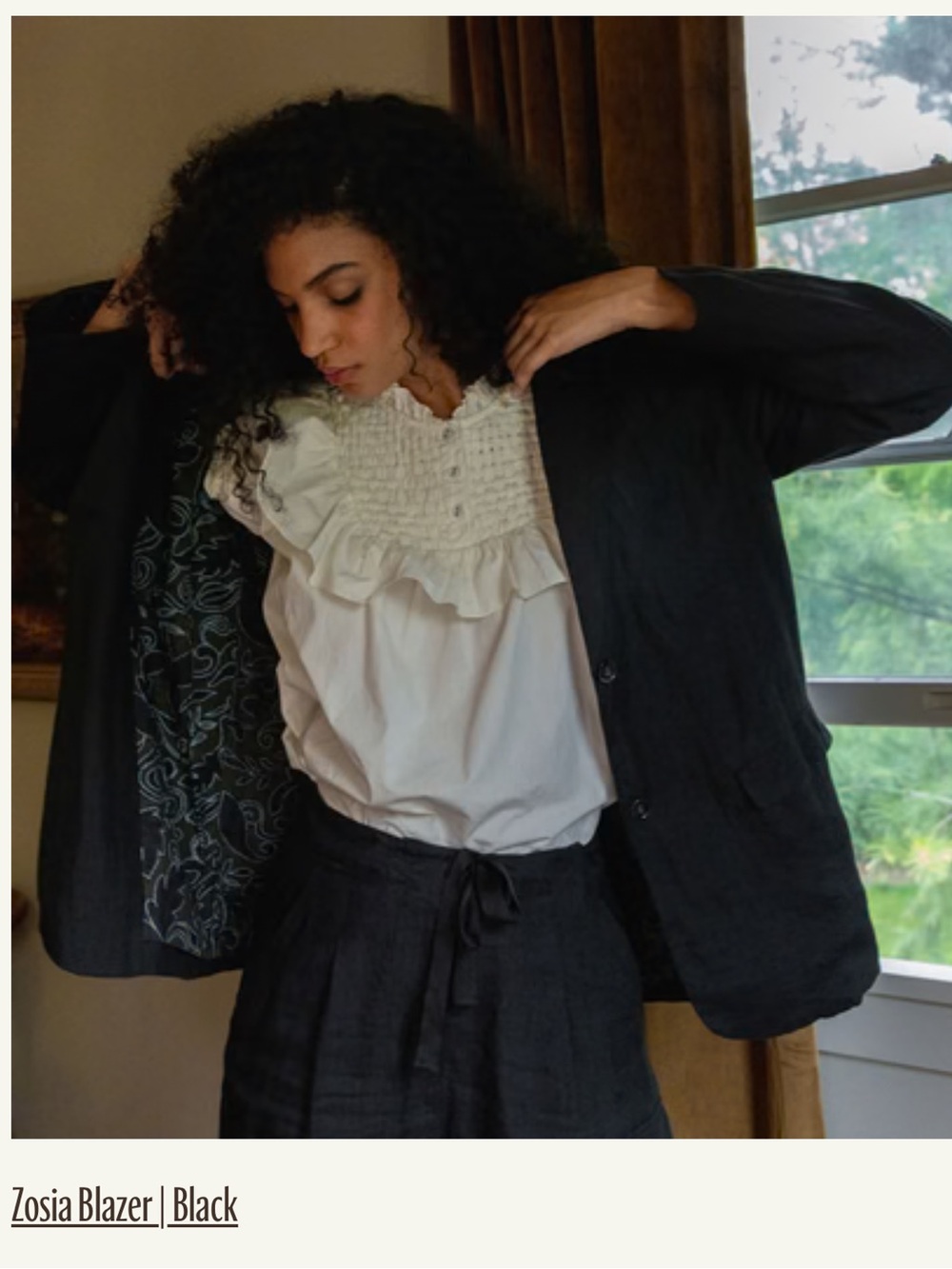 CLEOBELLA Zosia Black Blazer Jacket Cotton Linen Blend Size Small S Oversized